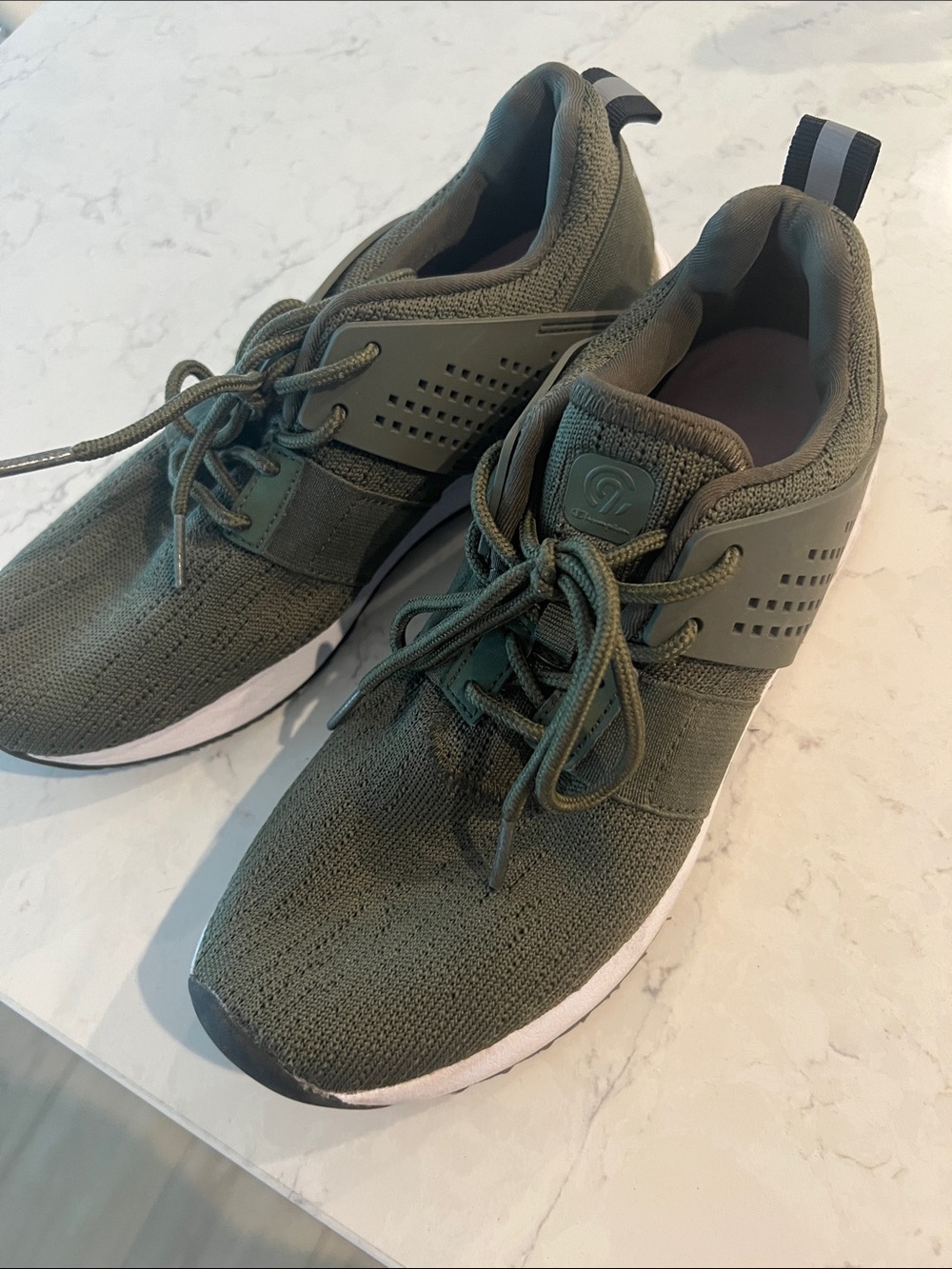 Champion women’s cushion fit athletic Knit Sneakers in Olive Green